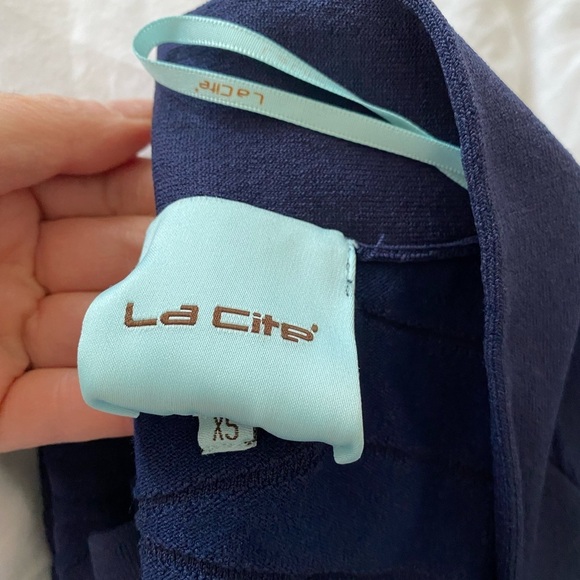 La Cite navy blue bandage bodycon midi dress size XS/S EUC - Picture 4 of 5